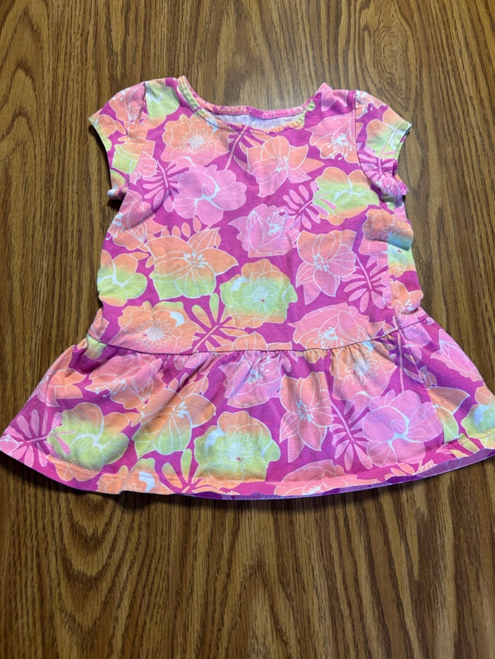 jumping beans Pink Floral Peplum Top with Orange Accents